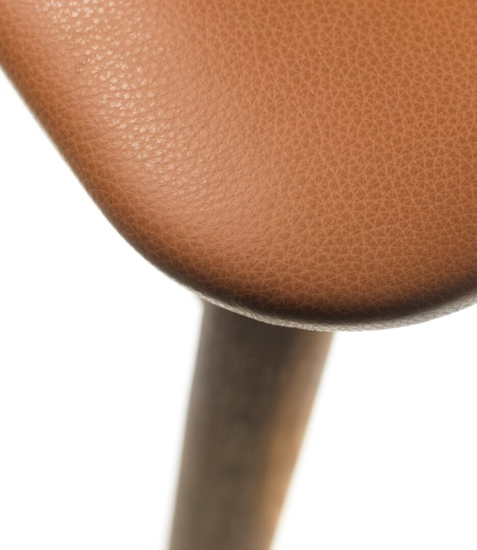 FDB Mobler J48 Esszimmerstuhl-Eiche Geräuchert, Natur, Lackiert - Leder, Cognac (Sevil)