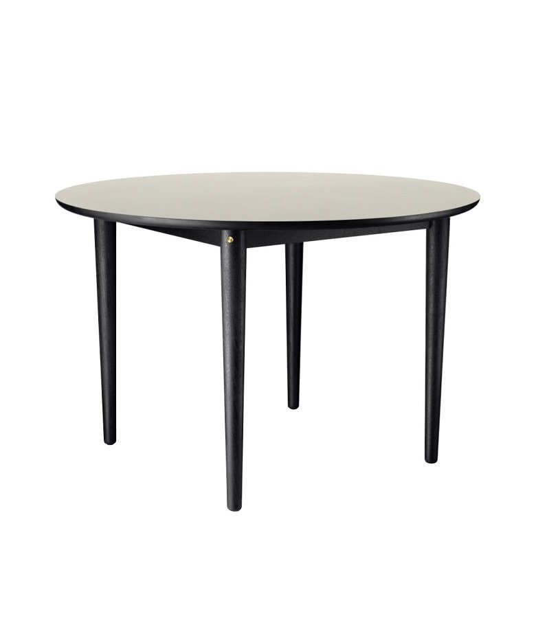 FDB Mobler C62 Bjørk Dining Table - Light Grey Linoleum Black Oak