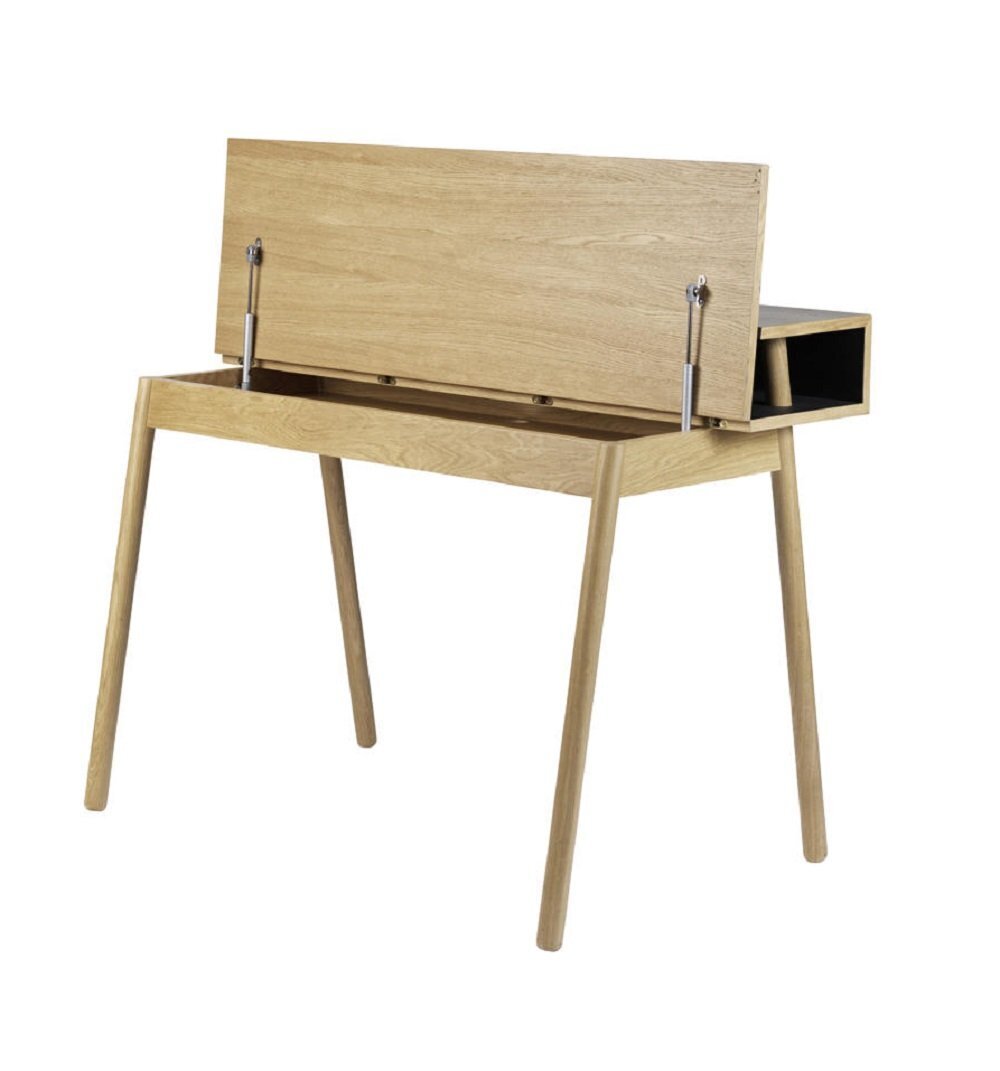 FDB Mobler C68 - Schreibtisch 118 x 68 cm - Eiche Natur lackiert - Linoleoum Nero