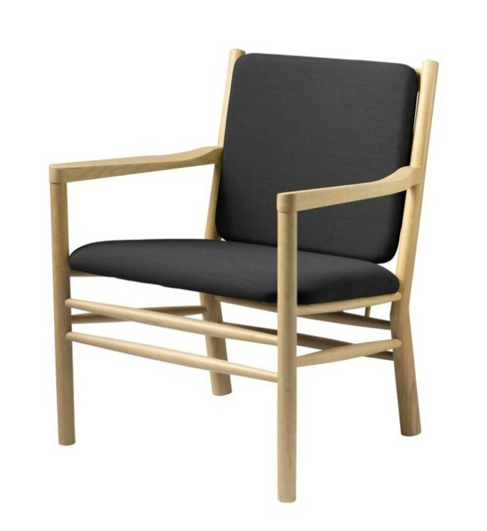 FDB Mobler J147 Sessel-Eiche, Natur, Lackiert - Wolle, Dunkelgrau (04013) - Ga