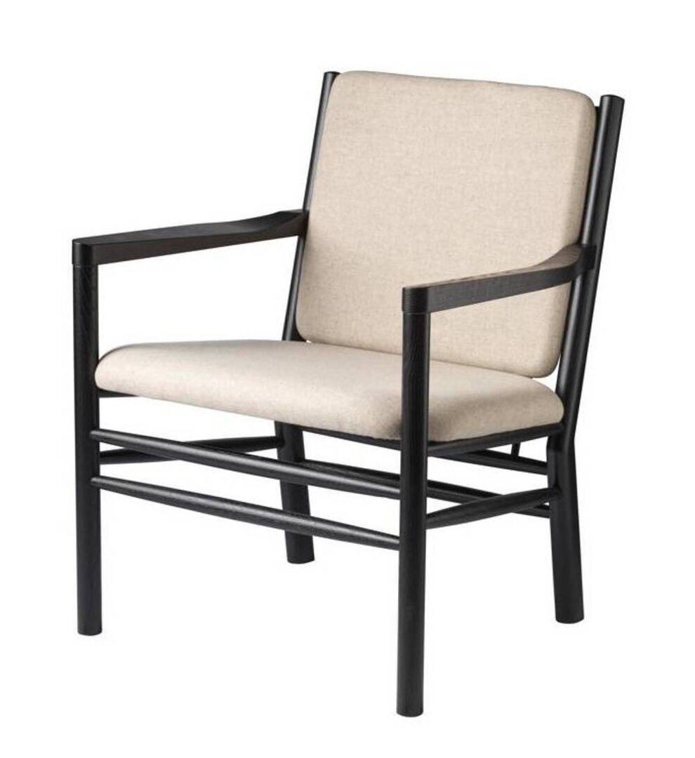 FDB Mobler J147 Sessel-Eiche, Schwarz, Gemalt - Wolle, Beige (Upminster)