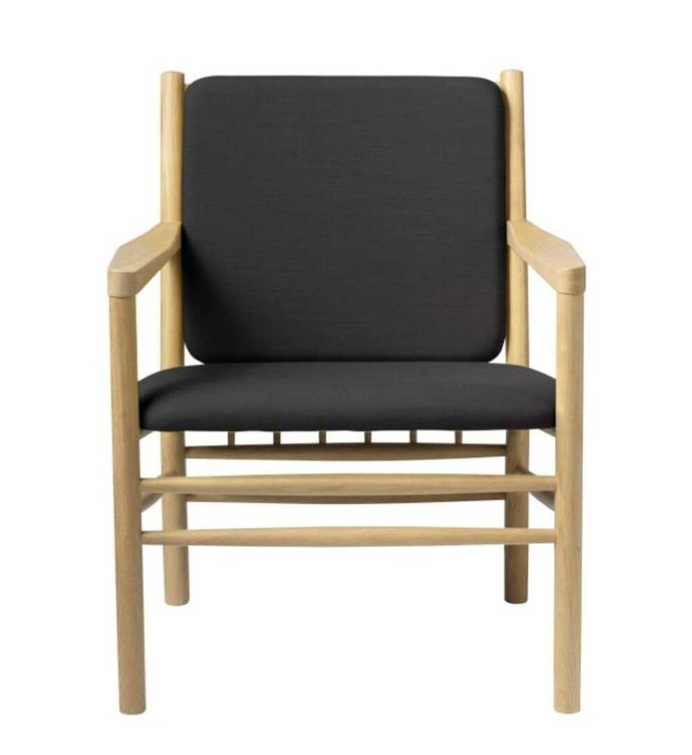FDB Mobler J147 Sessel-Eiche, Natur, Lackiert - Wolle, Dunkelgrau (04013) - Ga