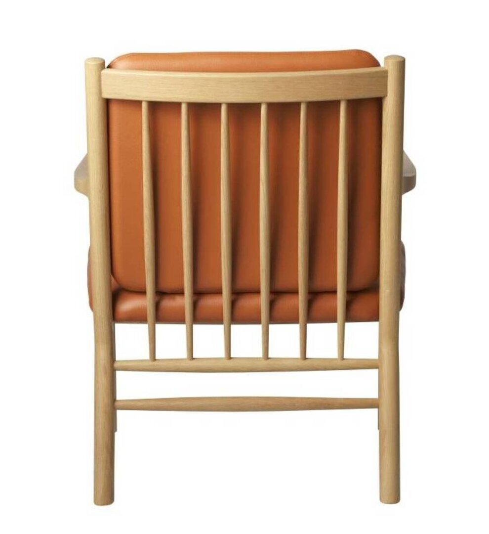 FDB Mobler J147 Sessel-Eiche, Natur, Lackiert - Leder, Semianilin, Cognac