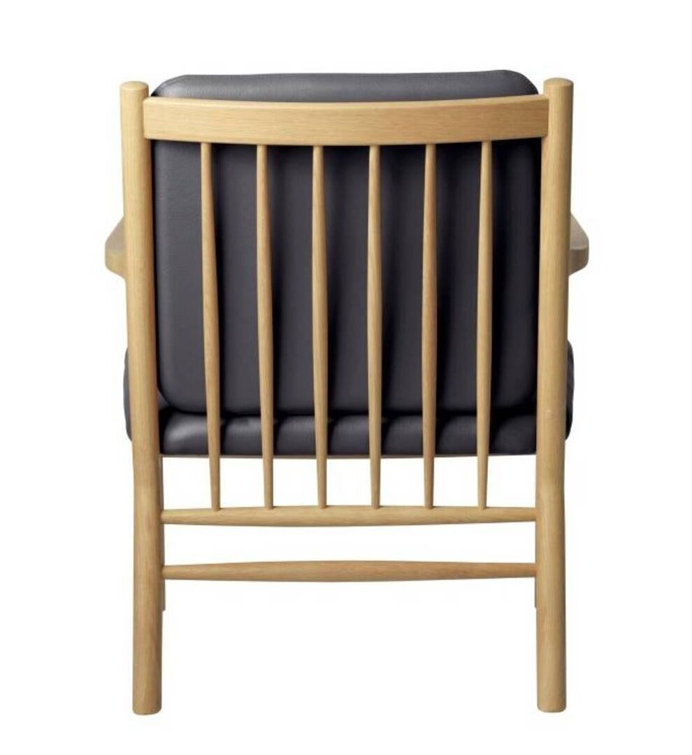 FDB Mobler J147 Sessel-Eiche, Natur, Lackiert - Leder, Semianilin, Schwarz