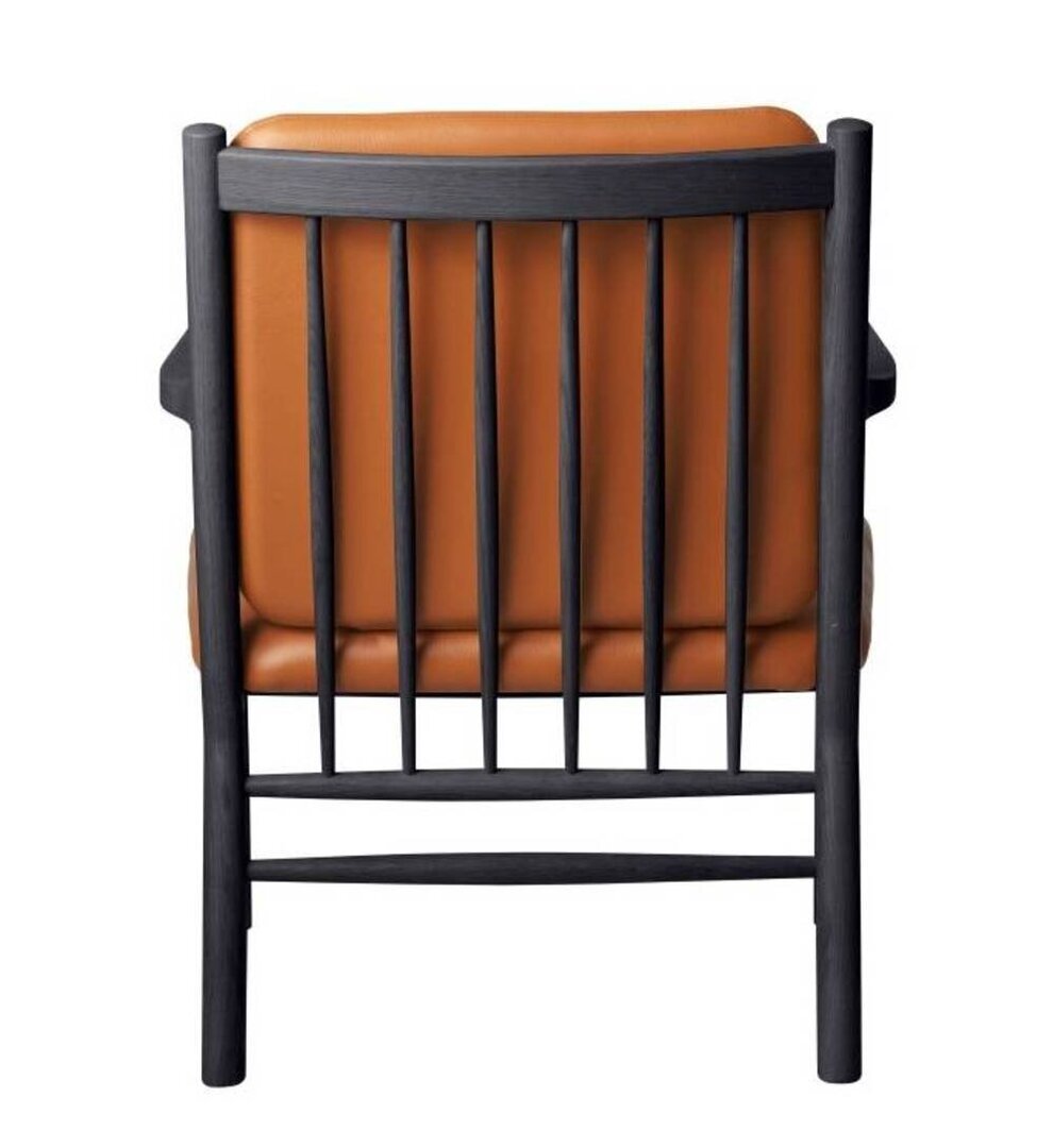 FDB Mobler J147 Sessel-Eiche, Schwarz, Gemalt - Leder, Semianilin, Cognac