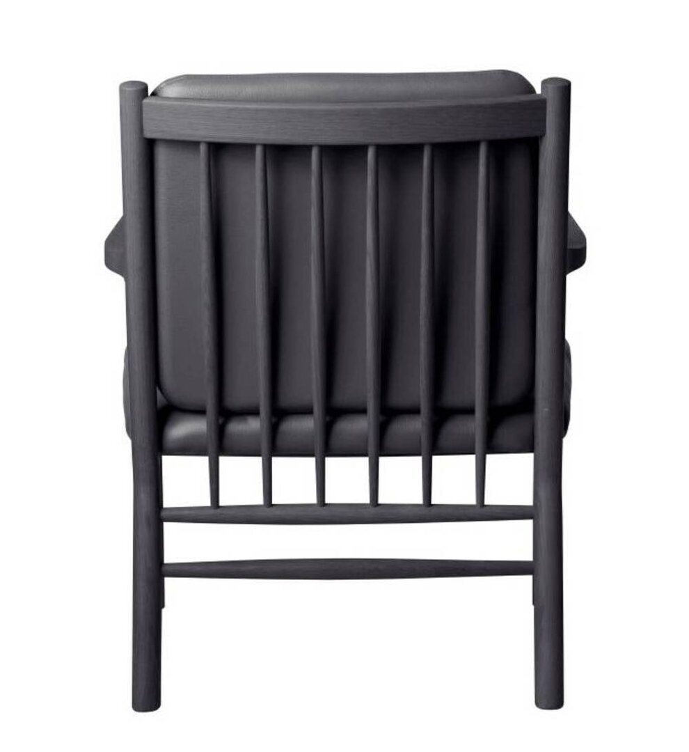FDB Mobler J147 Sessel-Eiche, Schwarz, Gemalt - Leder, Semianilin, Schwarz