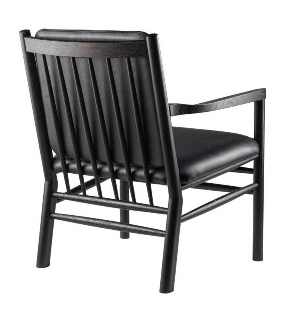FDB Mobler J147 Sessel-Eiche, Schwarz, Gemalt - Leder, Semianilin, Schwarz