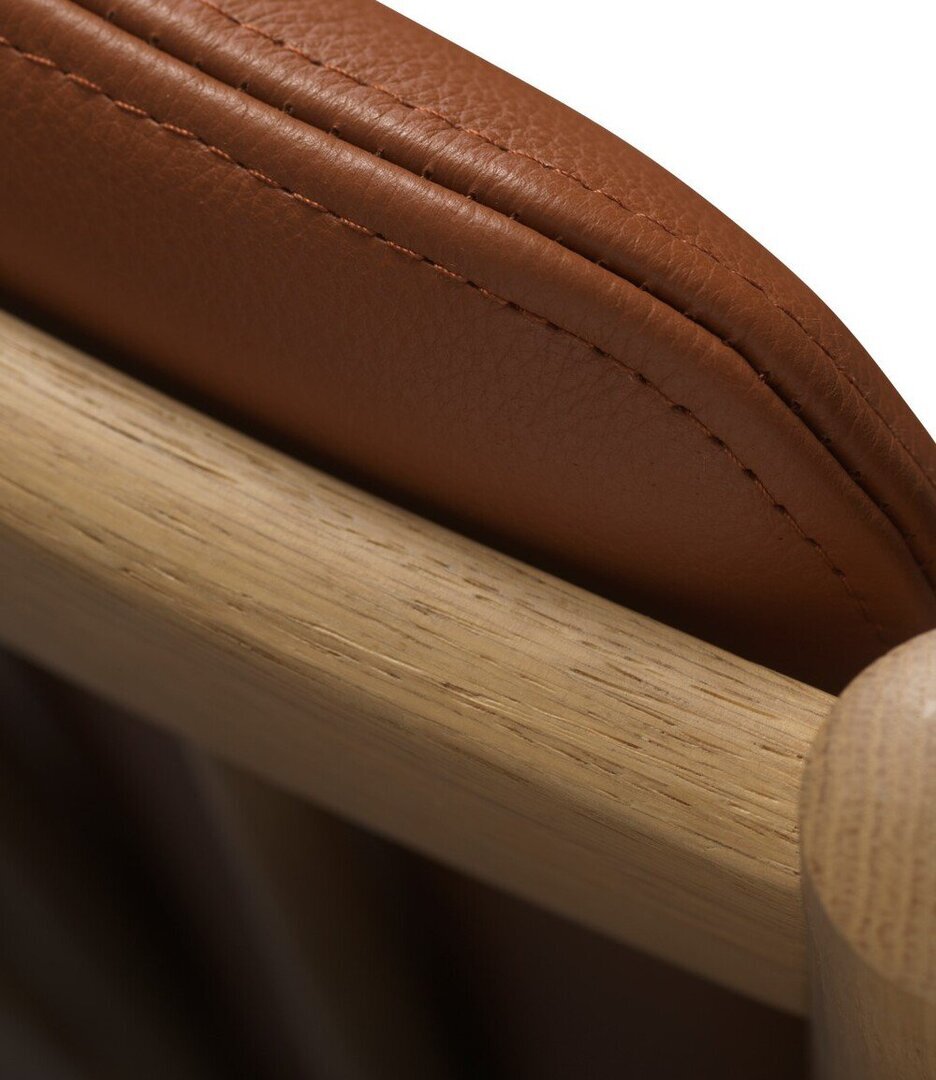 FDB Mobler J147 Sessel-Eiche, Natur, Lackiert - Leder, Semianilin, Cognac