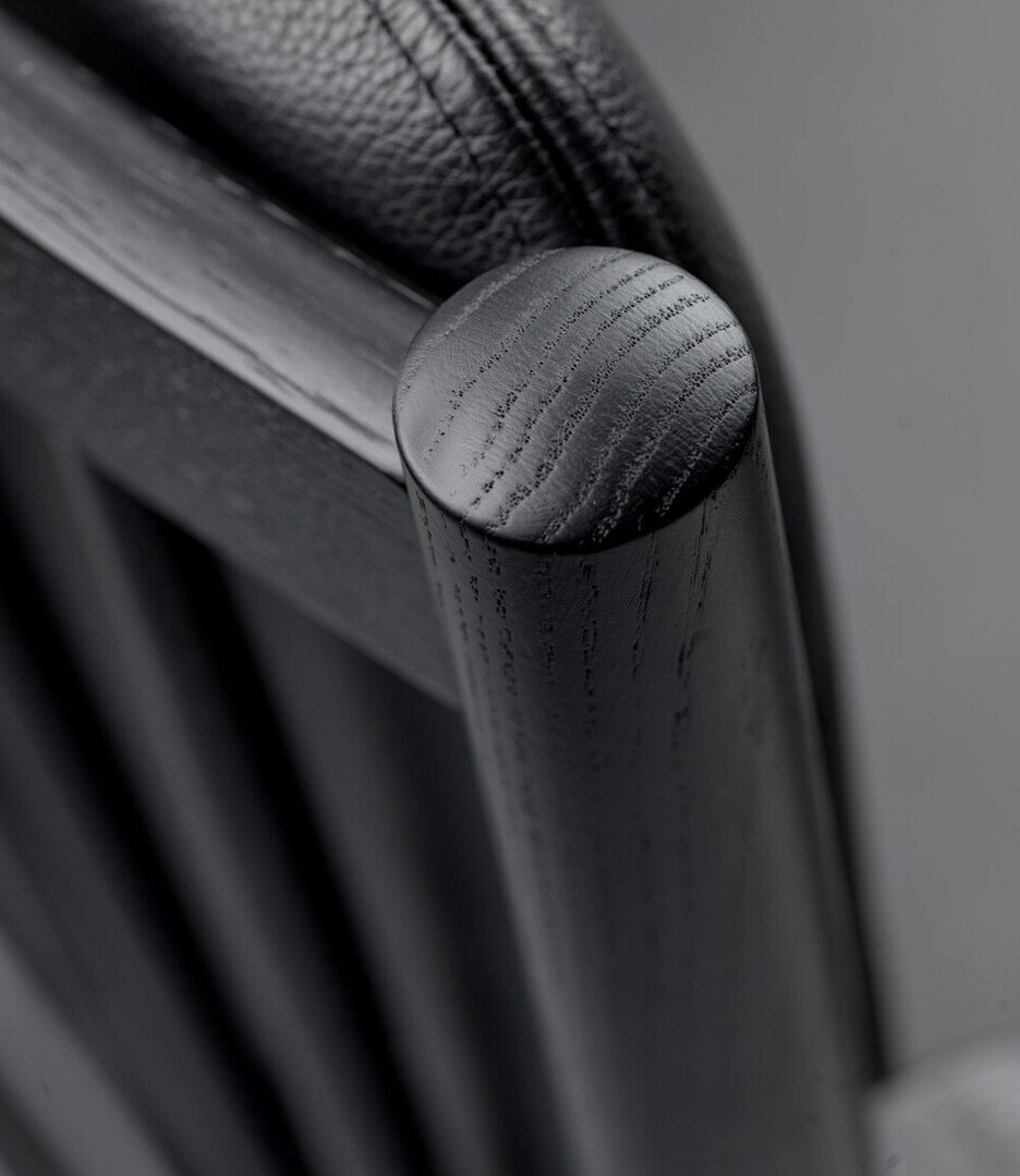 FDB Mobler J147 Sessel-Eiche, Schwarz, Gemalt - Leder, Semianilin, Schwarz