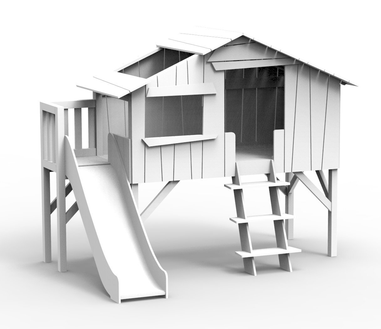 Mathy by Bols Treehouse Einzelbett-Plattform und Rutsche - White