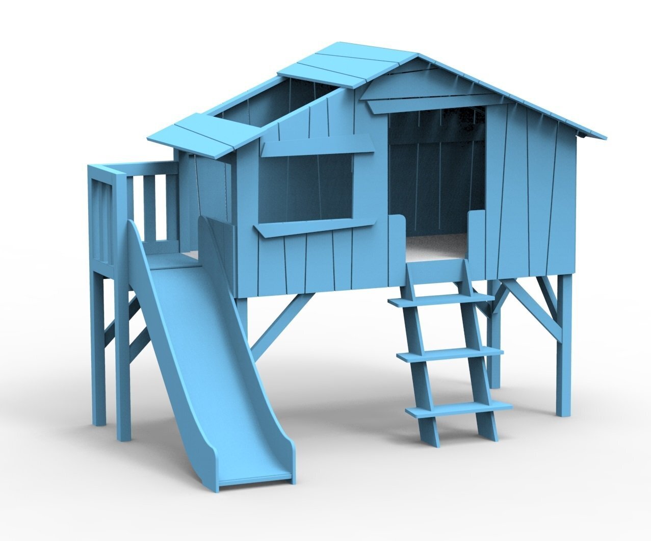 Mathy by Bols Treehouse Einzelbett-Plattform und Rutsche - Azur Blue