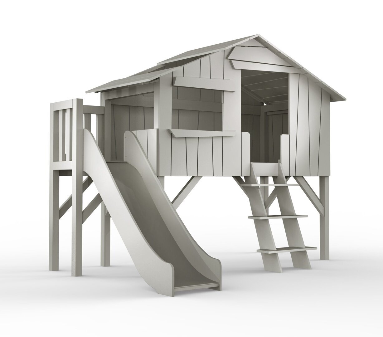 Mathy by Bols Treehouse Einzelbett-Plattform und Rutsche - Cement Grey