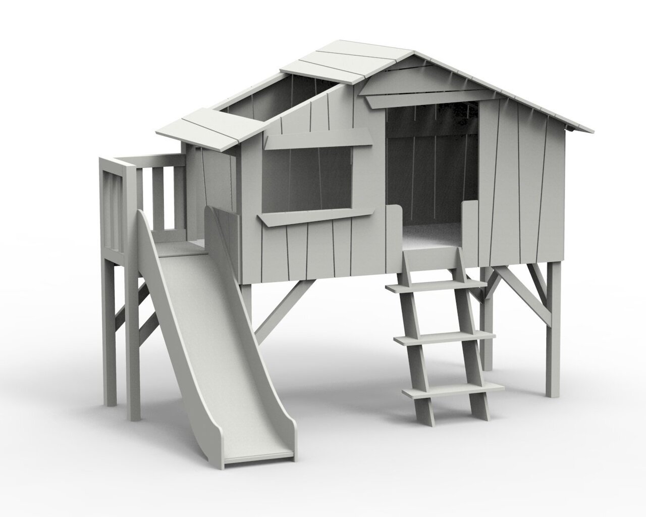 Mathy by Bols Treehouse Einzelbett-Plattform und Rutsche - Pearl Grey