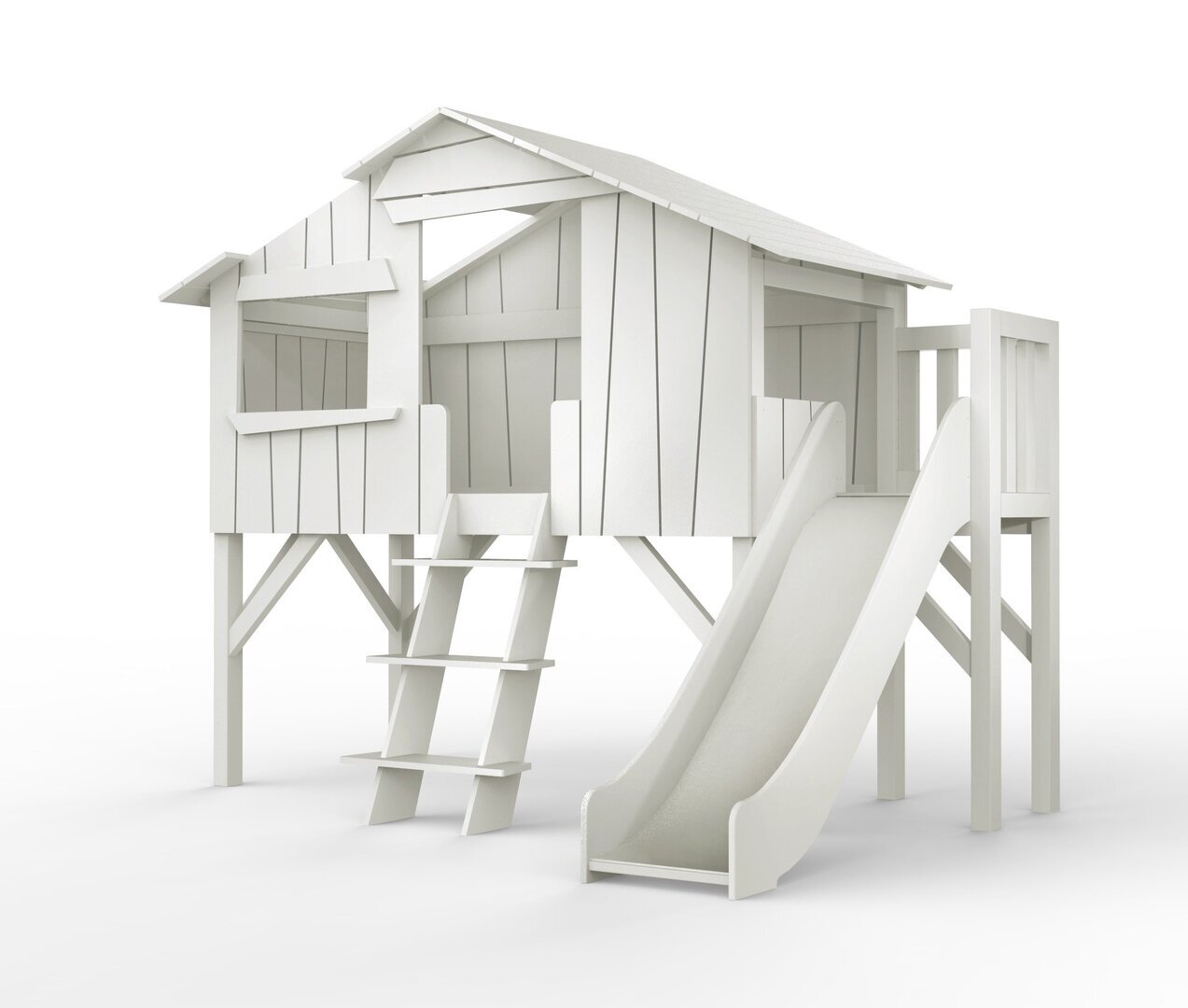 Mathy by Bols Treehouse Einzelbett-Plattform und Rutsche - Pearl Grey