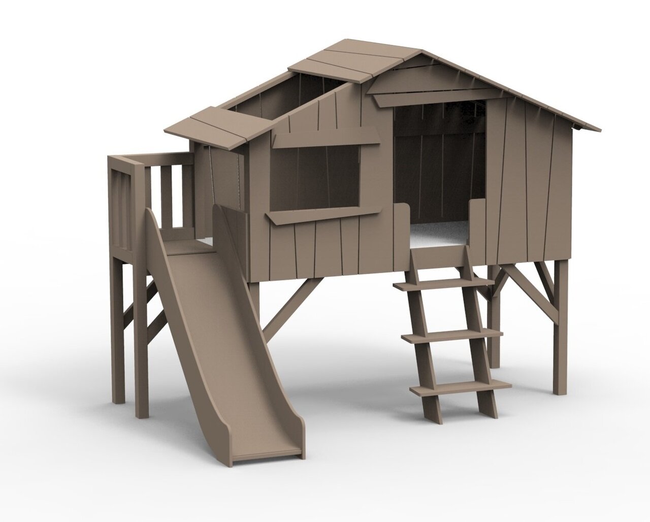 Mathy by Bols Treehouse Einzelbett-Plattform und Rutsche - Linnen