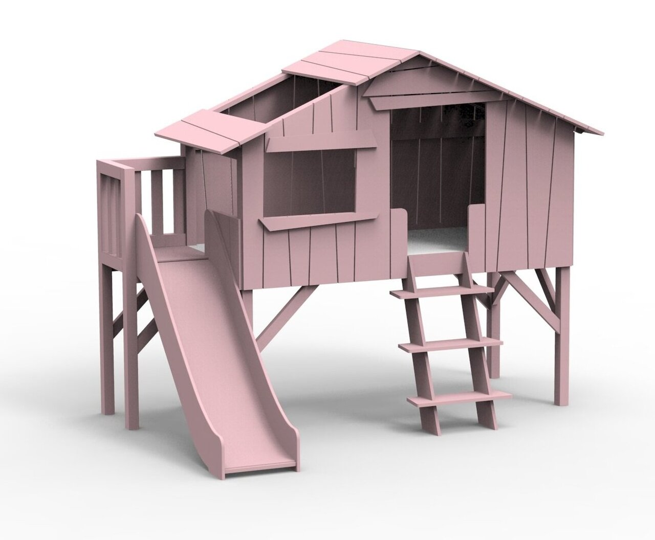 Mathy by Bols Treehouse Einzelbett-Plattform und Rutsche - Winter Pink