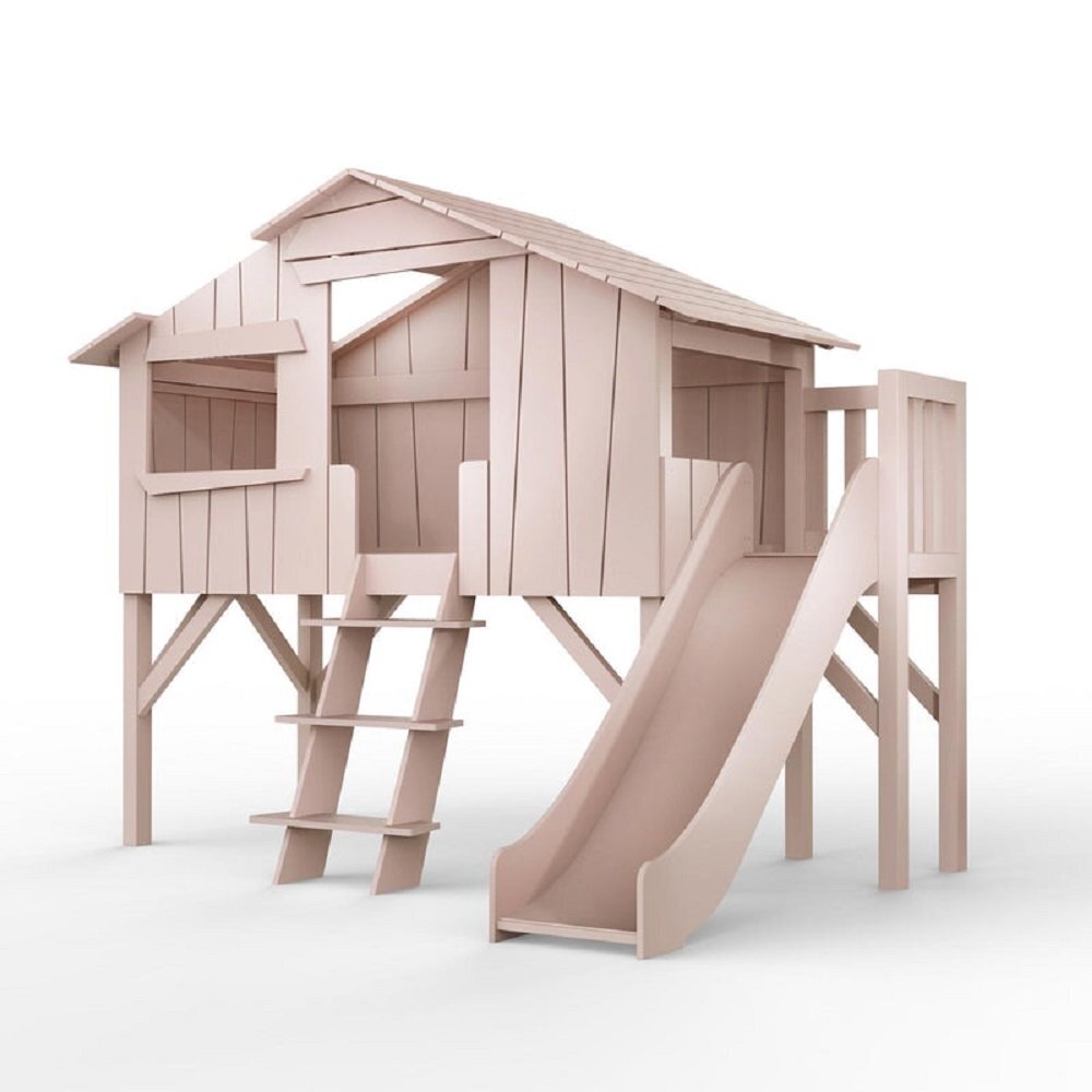 Mathy by Bols Treehouse Einzelbett-Plattform und Rutsche - Winter Pink