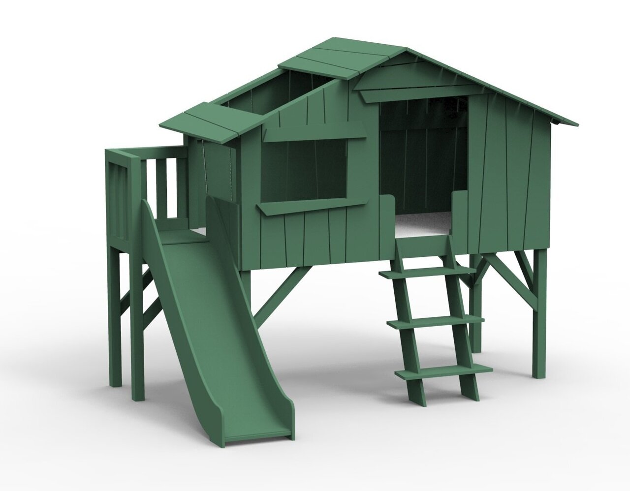 Mathy by Bols Treehouse Einzelbett-Plattform und Rutsche - Jungle Green