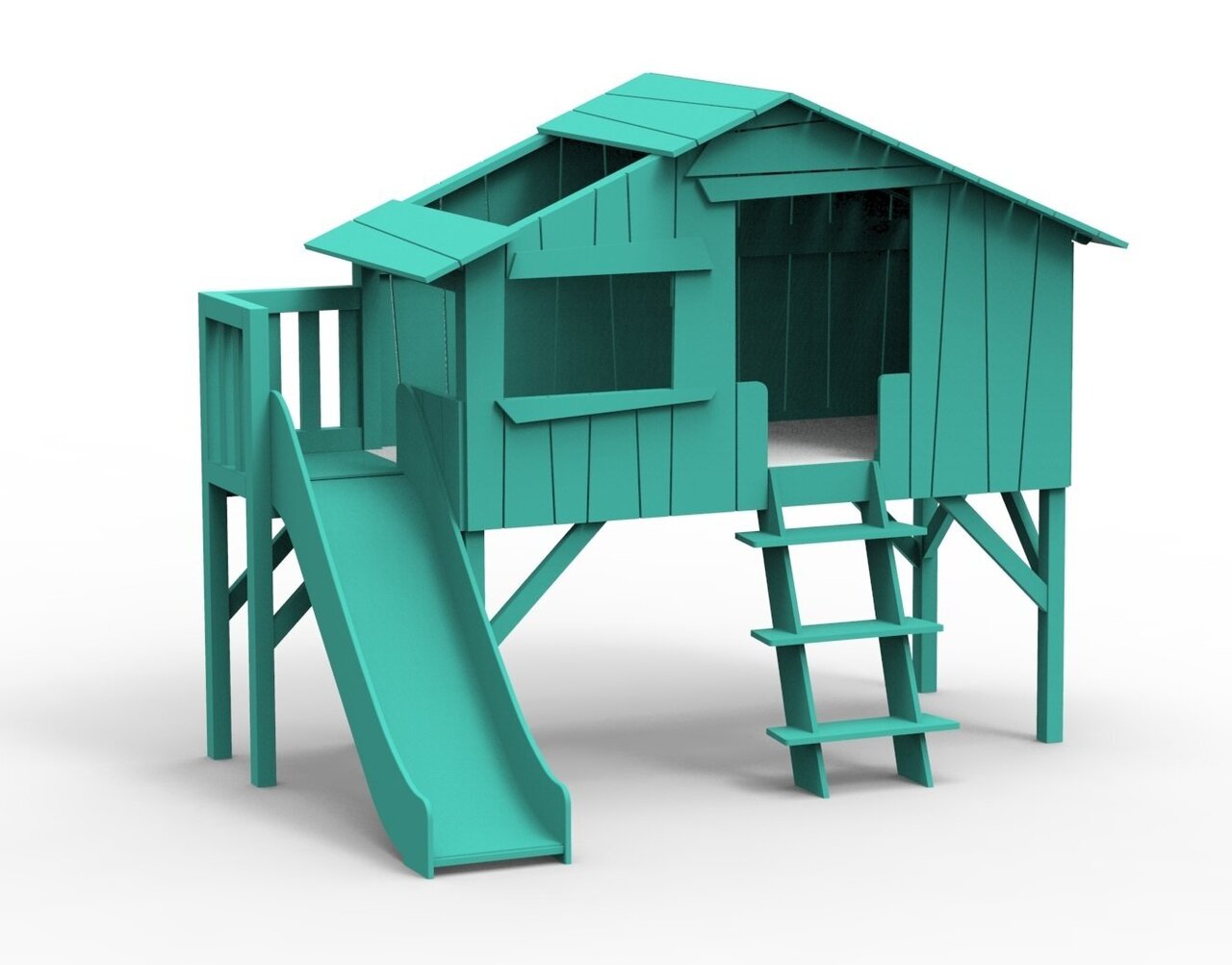 Mathy by Bols Treehouse Einzelbett-Plattform und Rutsche  - Light Green