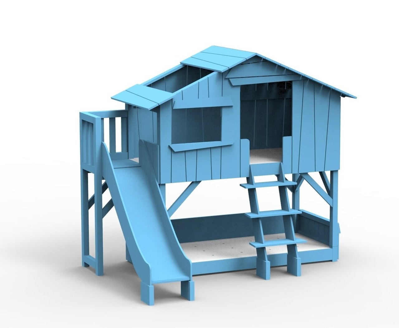 Mathy by Bols Treehouse Etagenbett-Plattform und Rutsche - Azur Blue