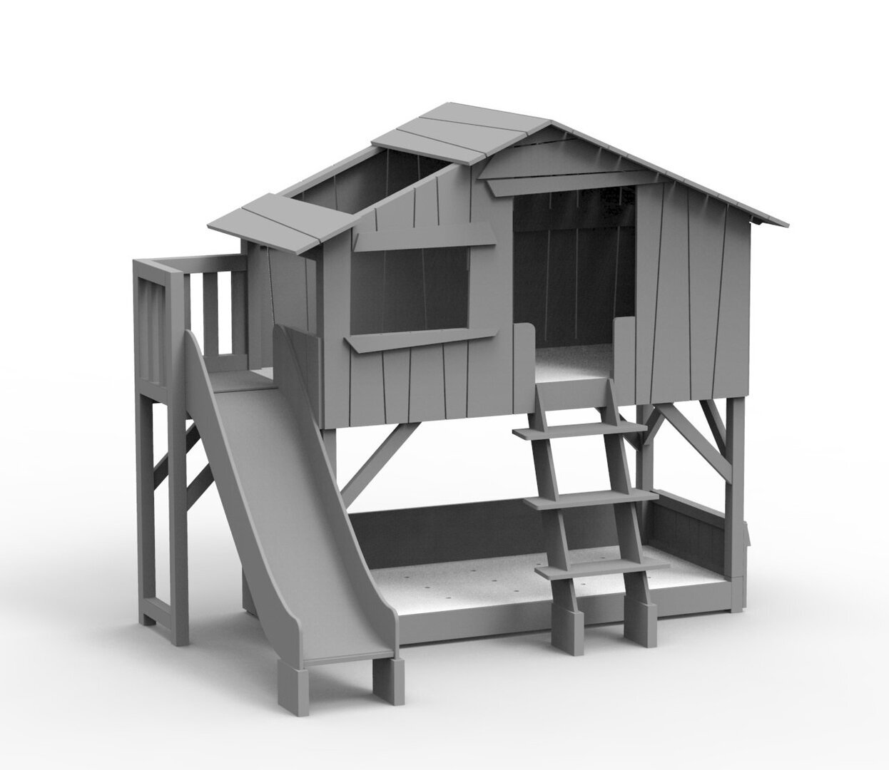Mathy by Bols Treehouse Etagenbett-Plattform und Rutsche - Cement Grey
