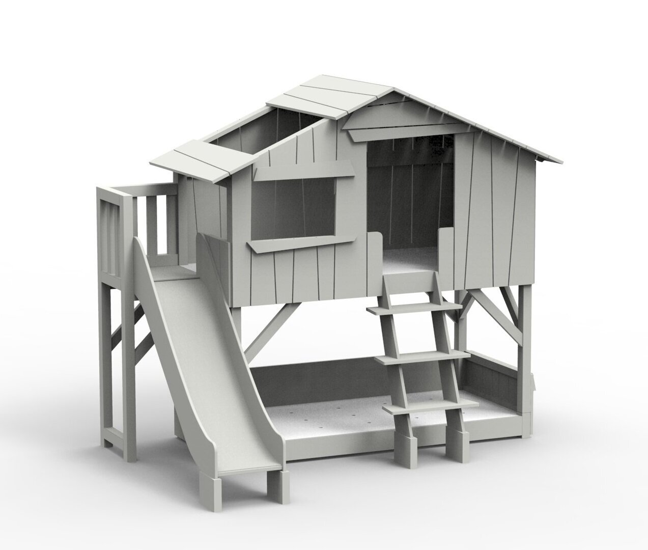 Mathy by Bols Treehouse Etagenbett-Plattform und Rutsche - Pearl Grey