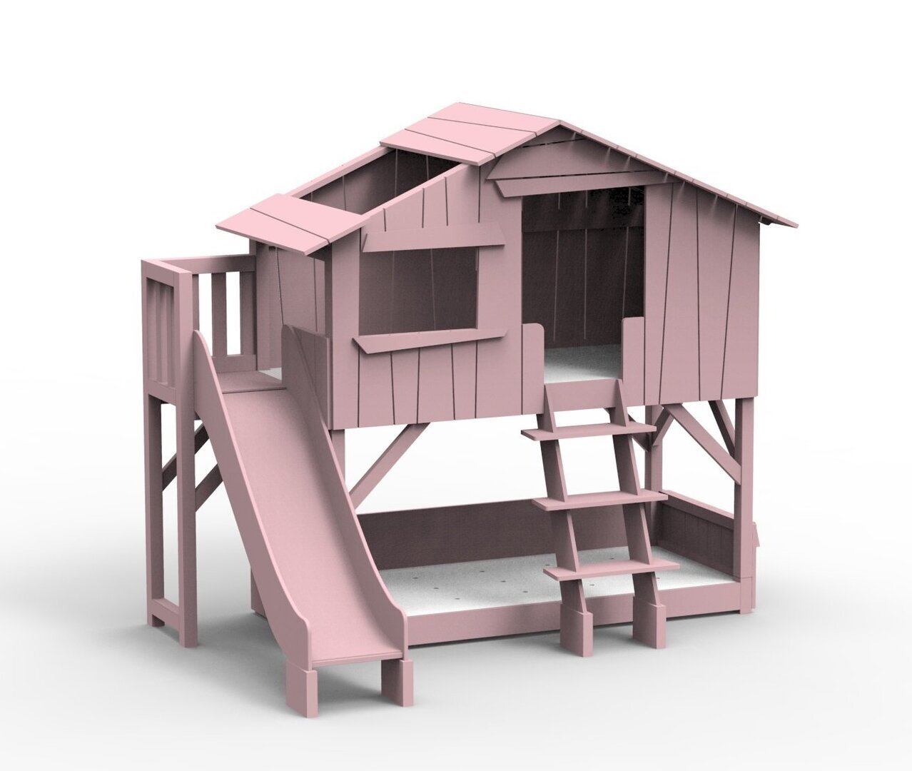 Mathy by Bols Treehouse Etagenbett-Plattform und Rutsche - Winter Pink