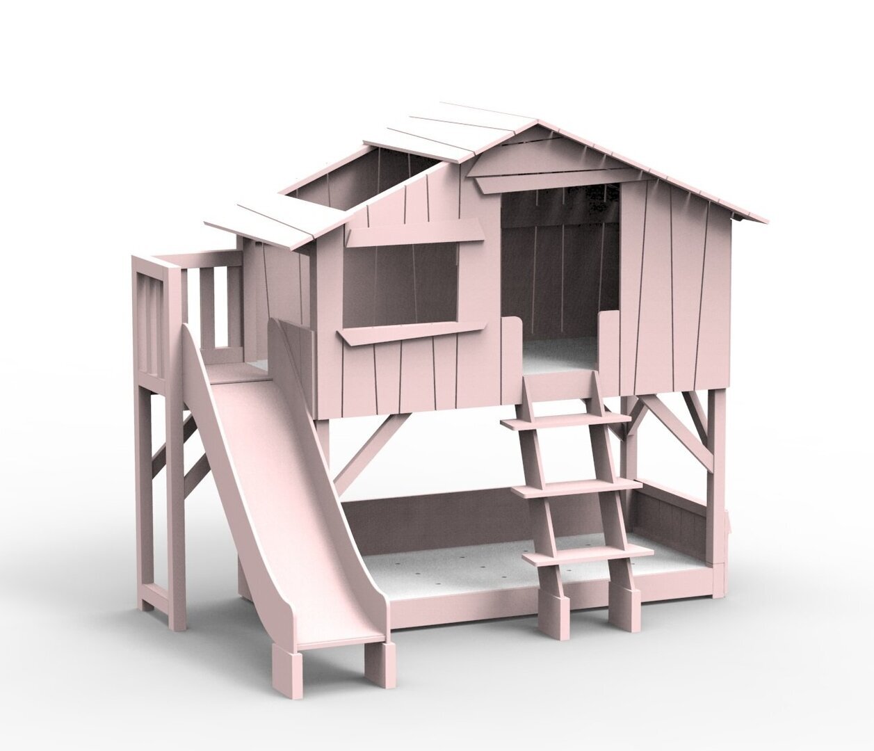 Mathy by Bols Treehouse Etagenbett-Plattform und Rutsche - Powder Pink
