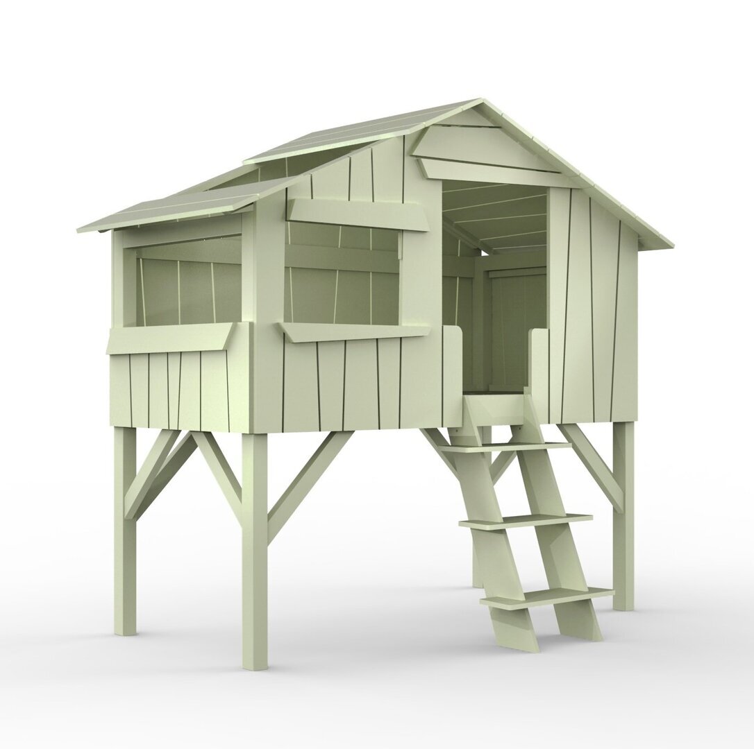 Mathy by Bols Treehouse Einzelbett mit Rutsche - Moss Grey