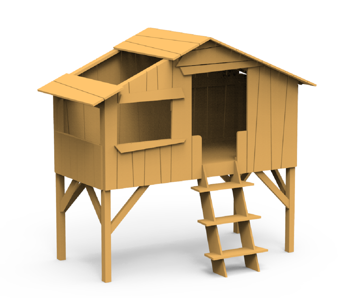 Mathy by Bols Treehouse Einzelbett mit Rutsche - Ocher