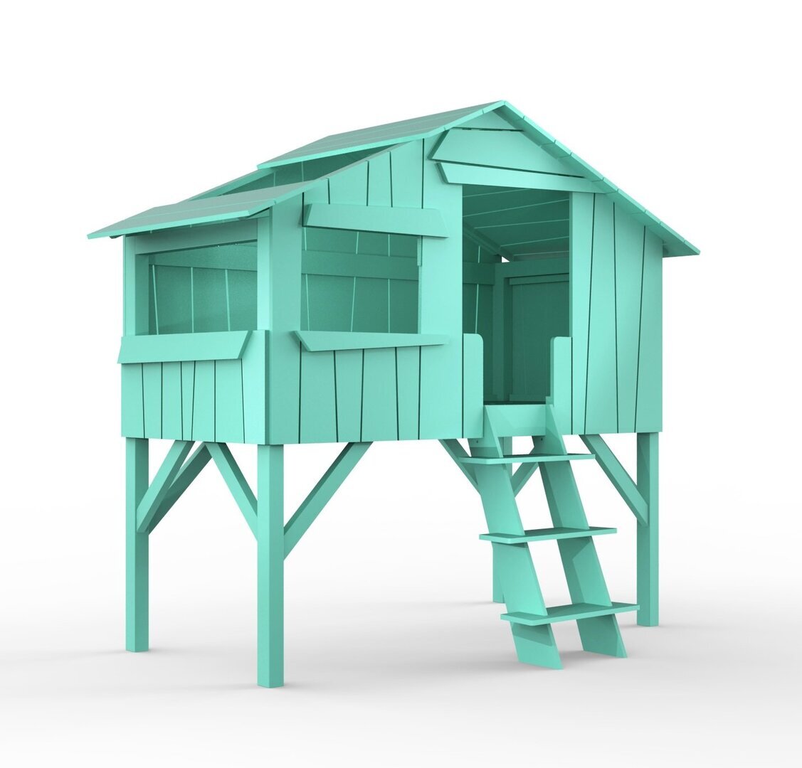 Mathy by Bols Treehouse Einzelbett mit Rutsche - Light Green