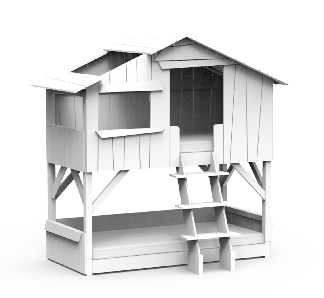 Mathy by Bols Treehouse Etagenbett mit Rutsche - White