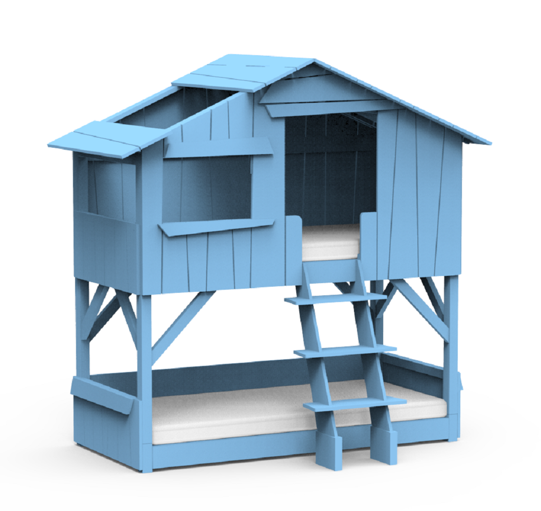 Mathy by Bols Treehouse Etagenbett mit Rutsche - Azur Blue