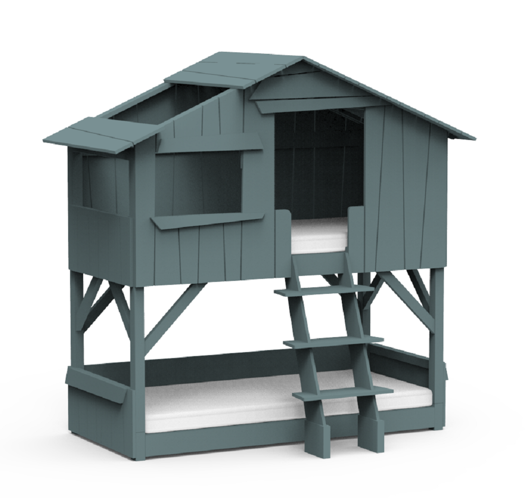 Mathy by Bols Treehouse Etagenbett mit Rutsche - Thunderstrome Grey
