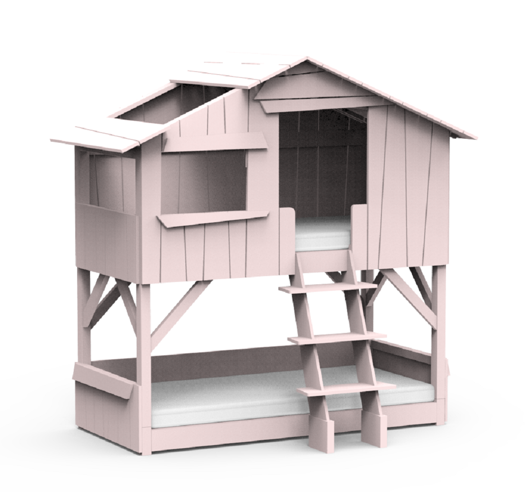 Mathy by Bols Treehouse Etagenbett mit Rutsche - Powder Pink