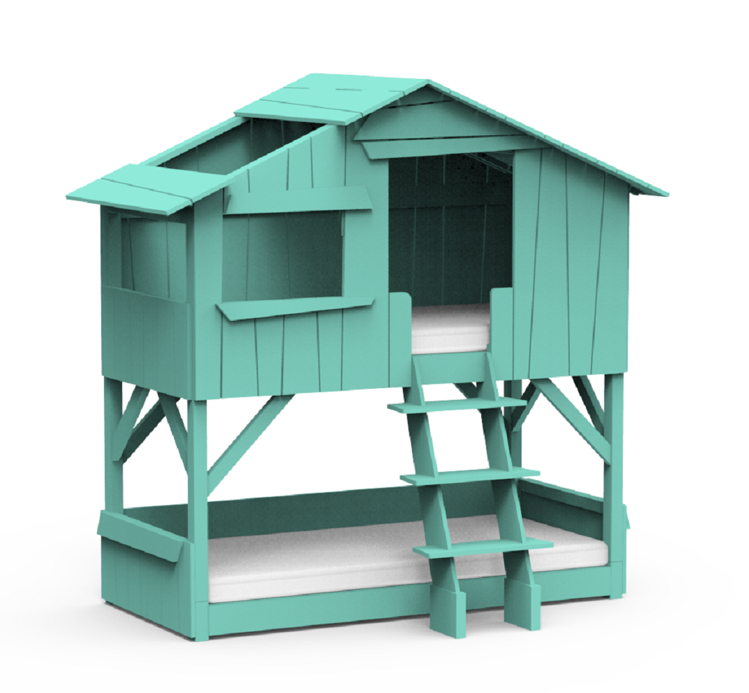 Mathy by Bols Treehouse Etagenbett mit Rutsche - Light Green