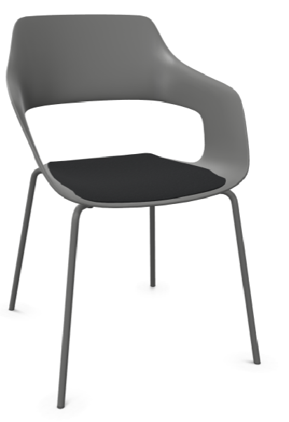 Wilkhahn Occo Universalstuhl Vierbeingestell Glanzchrom - grau strukturmatt - 08 / graphit
