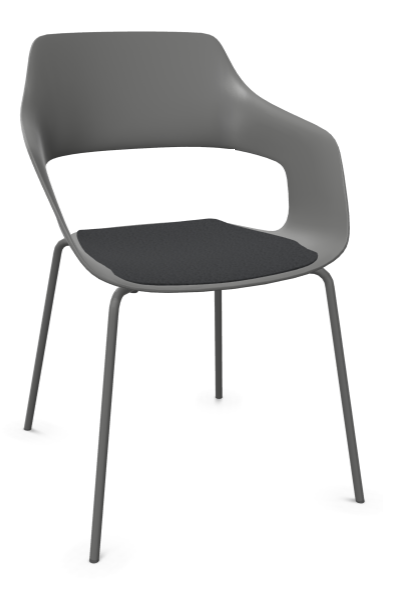 Wilkhahn Occo Universalstuhl Vierbeingestell Glanzchrom - grau strukturmatt - 01 / anthrazit