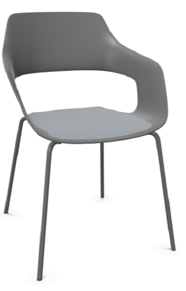 Wilkhahn Occo Universalstuhl Vierbeingestell Glanzchrom - grau strukturmatt - 07 / hellmeliert