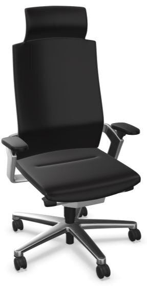 Wilkhahn ON Management Drehstuhl - 87/99 schwarz - Kopfstütze Leder