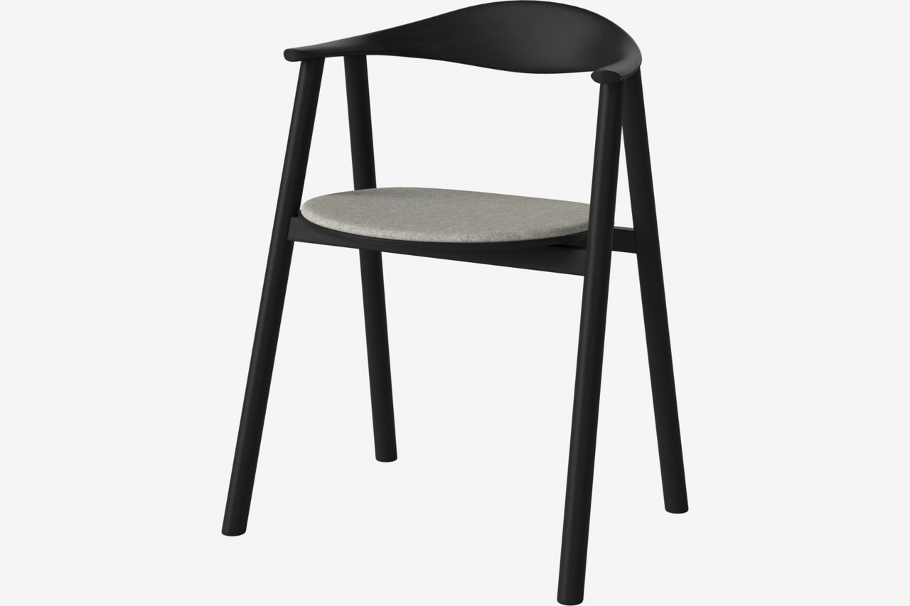 Bolia Swing gepolstert Esstischstuhl - Qual-Wolle-Sand-Schwarz-Lackierte-Eiche