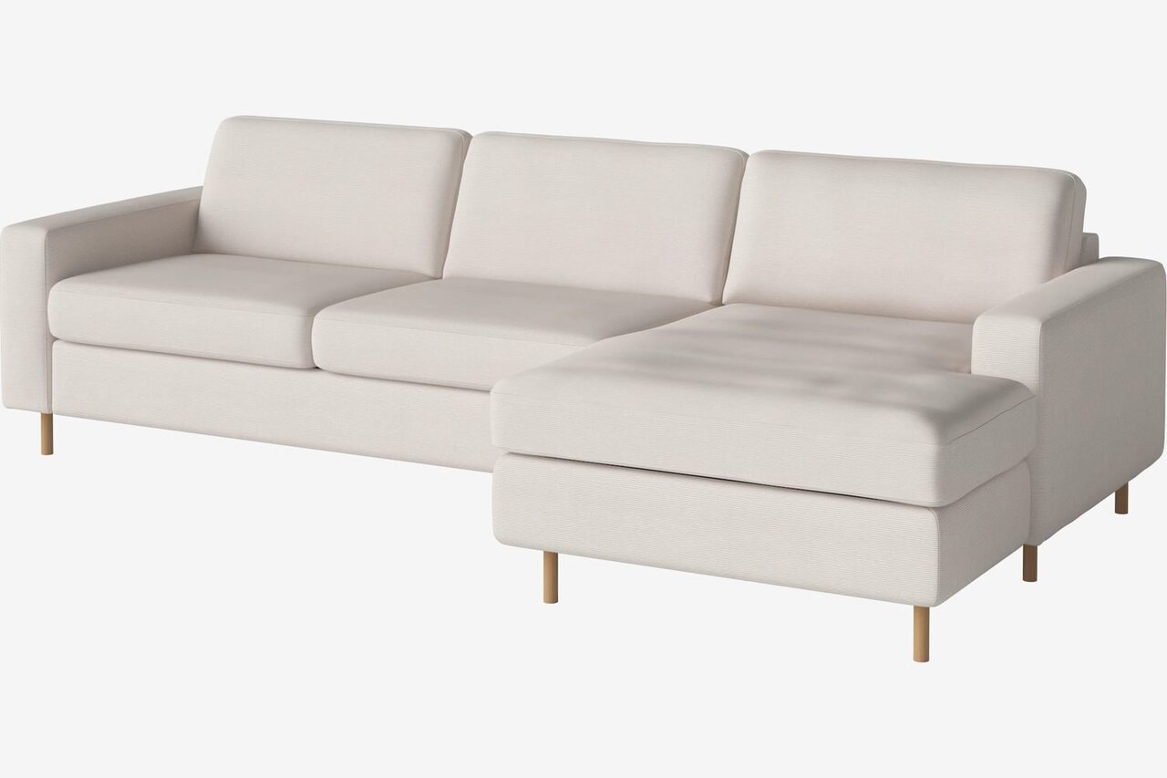 Bolia Scandinavia 2½ Sitzer Schlafcouch Mit Chaiselongue - Linea - Samt - Beige - Rechts