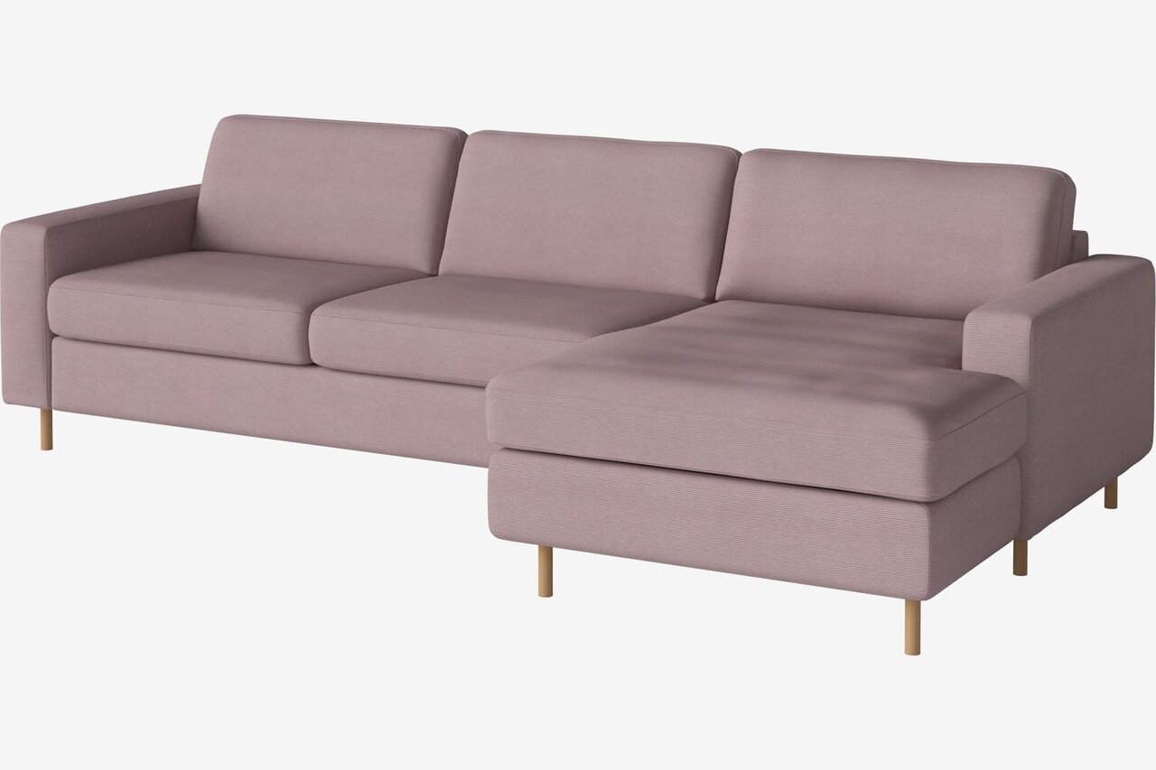Bolia Scandinavia 2½ Sitzer Schlafcouch Mit Chaiselongue - Linea - Samt - Rosa - Rechts