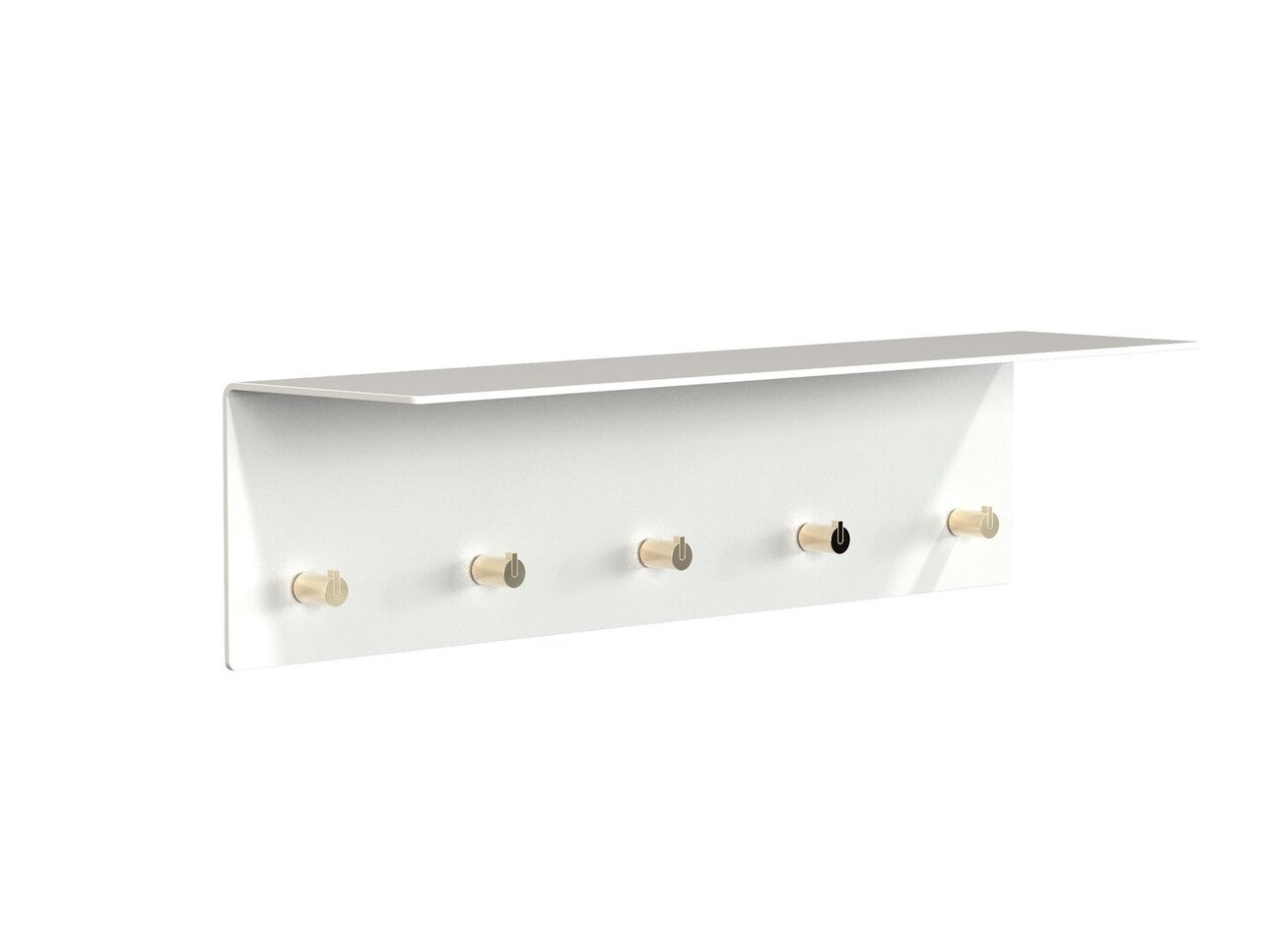 Frost WANDGARDEROBE m/5 HAKEN - Weiß Matt/Gold Poliert
