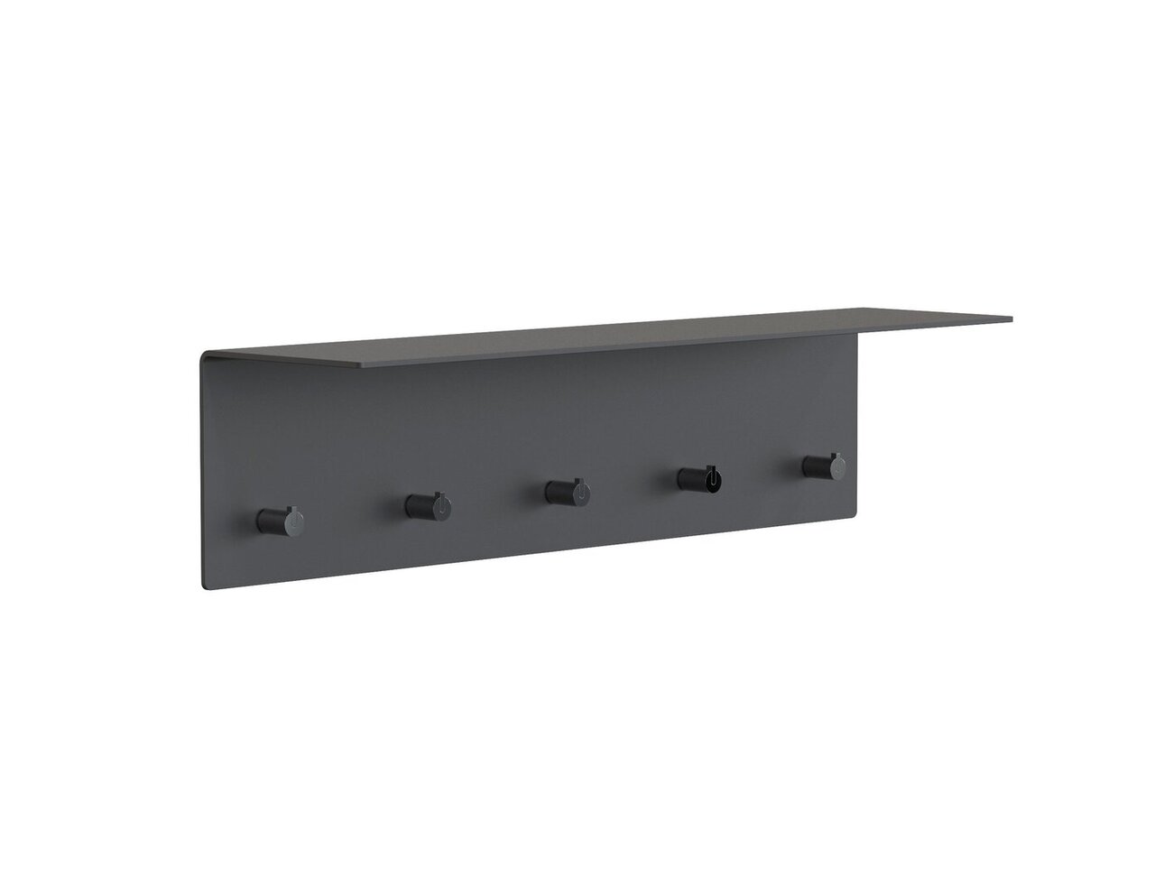 Frost WANDGARDEROBE m/5 HAKEN - Schwarz Matt/Schwarz Poliert 