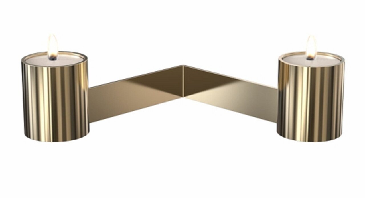 Frost Teelichthalter 2004 Doppelt - Gold Poliert