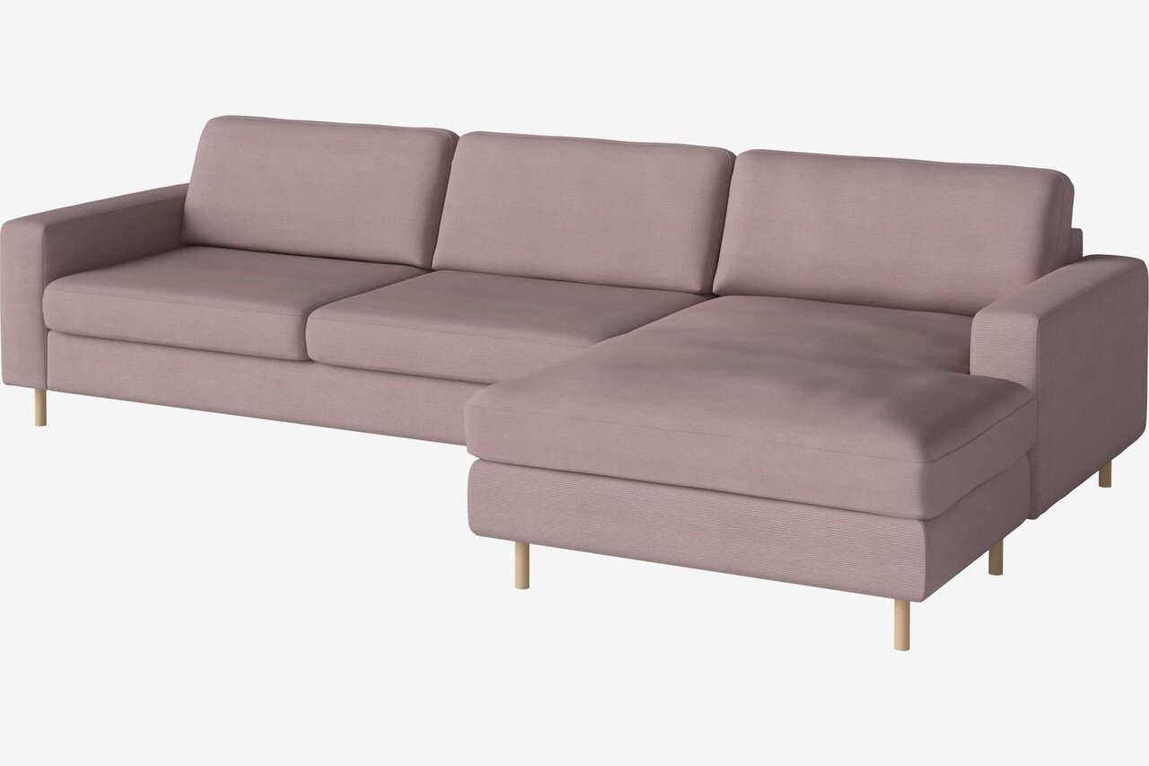 Bolia Scandinavia 3½ Sitzer Sofa Mit Chaiselongue - Linea - Samt - Rosa - Rechts