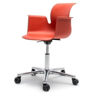 Flötotto PRO ARMCHAIR Drehstuhl - korallrot / aluminium-poliert