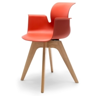 Flötotto PRO ARMCHAIR Viersternholzgestell - korallrot