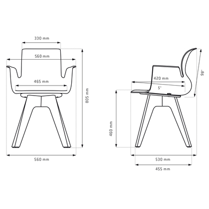 Flötotto PRO ARMCHAIR Viersternholzgestell 